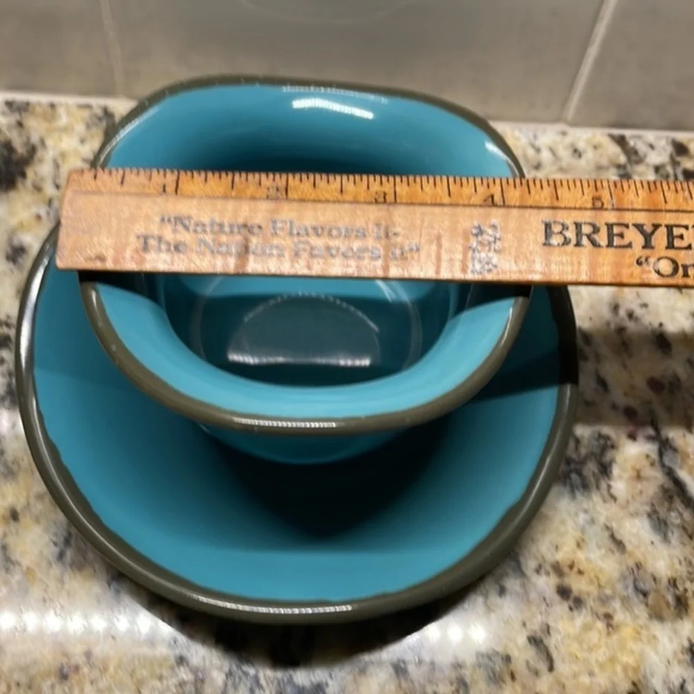 Southern Living at Home Tuscan Toscana Tidbit Bowl Saucer Turquoise - Picture 6 of 7